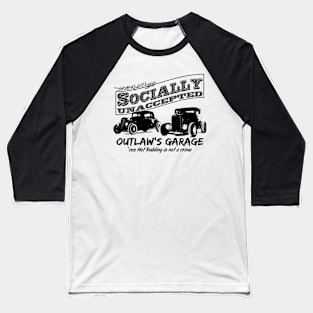 Outlaw's Garage. Socially unaccepted Hot Rod. Light background Baseball T-Shirt